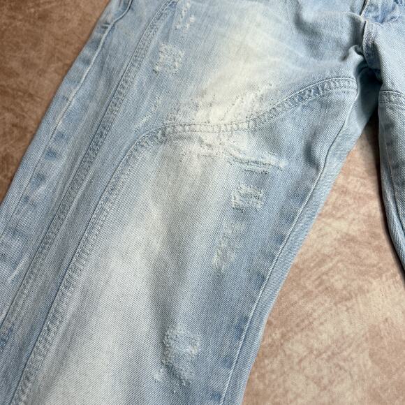 EGST Egoiste Design Low Rise Embroidered Distressed Jeans Light Wash Denim Euro - Picture 8 of 12